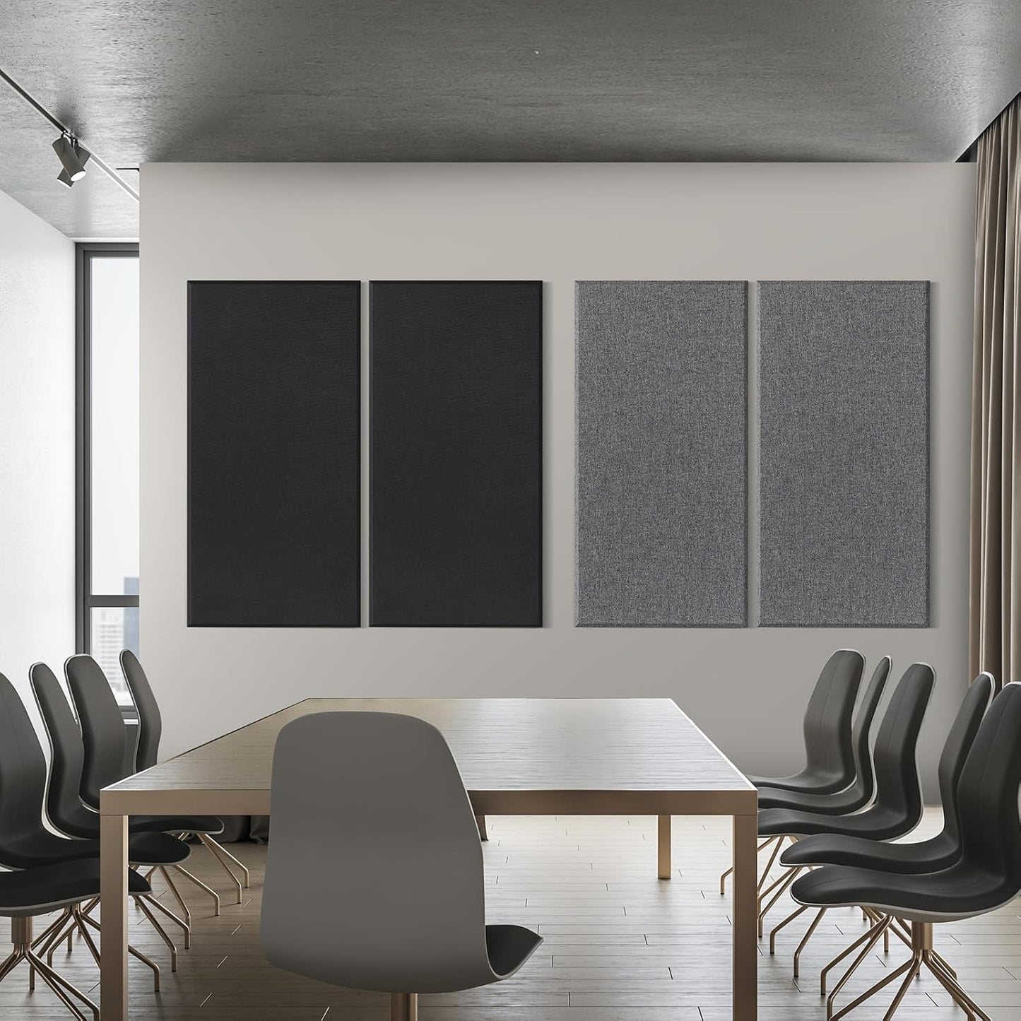 2” Thick Acoustic Panels with Hanging Hardware, 2 PCS 47.2” x 23.6” Fiberglass Sound Absorbing Panels for Home Theater Church Office Wall, Black