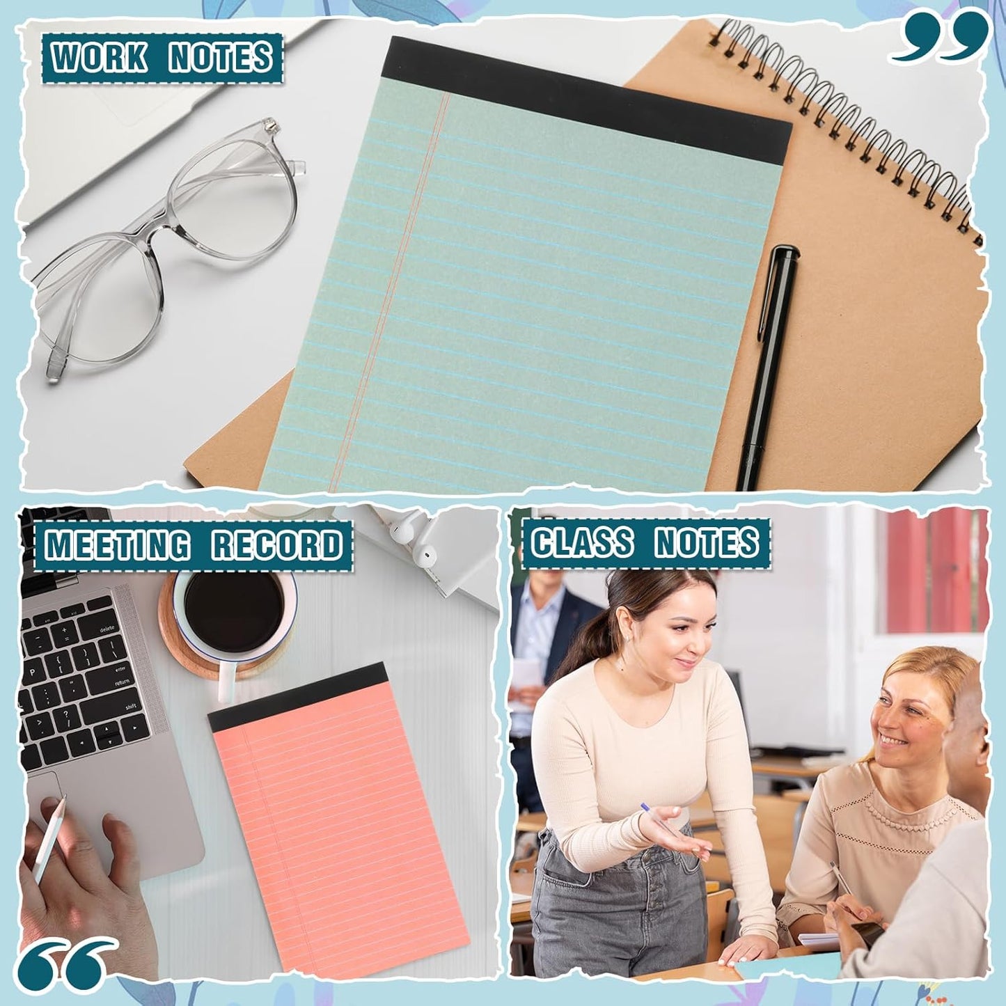 Fuutreo 12 Pcs 5" x 8" Legal Pad Writing Notepads 50 Sheets Small Legal Pad Narrow Ruled Multiple Color Lined Paper for School College Office Supplies Work (Vintage Colors)