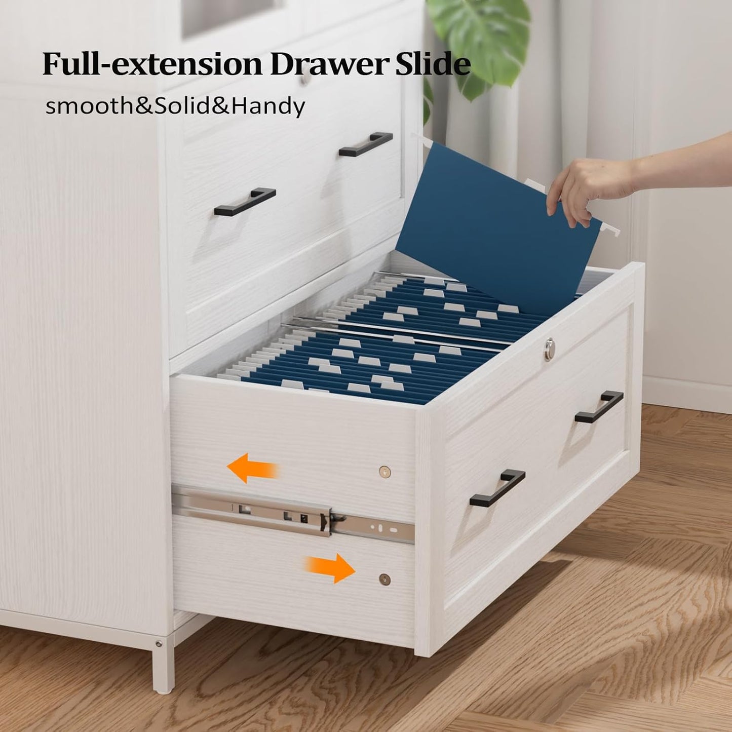 VINGLI Lateral File Cabinet with Glass Doors and 2 Locking Drawers for Hanging File Folders, Bookshelf with Adjustable Shelves for Home Office (White, 30''W x 16''D x 70''H)