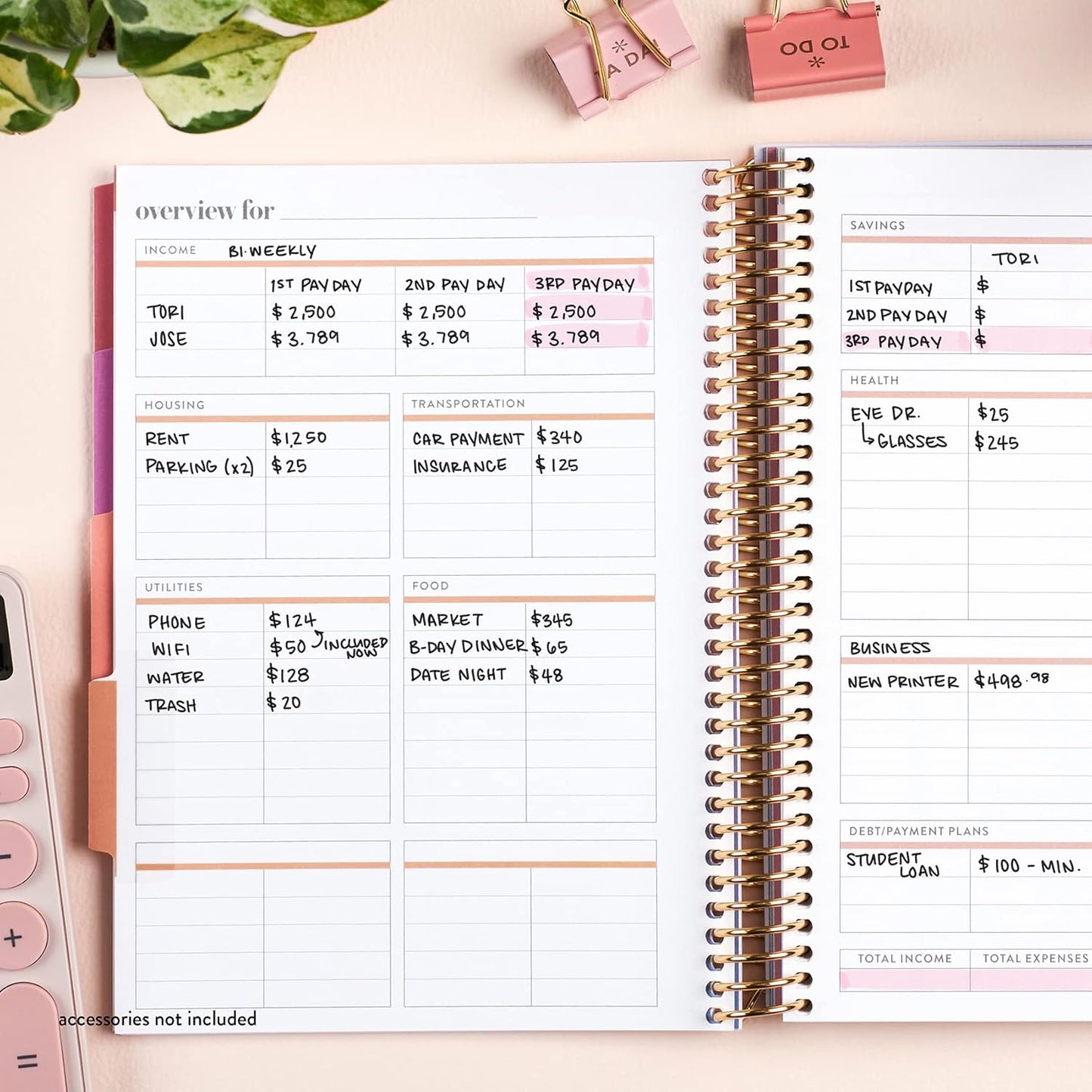 Erin Condren Coiled Budget Planner, A5 Finance Organizer with Monthly Layouts, Tabbed Sections, Savings and Expense Trackers, Debt Management Budget Book, Stickers, and Goal Planning Pages