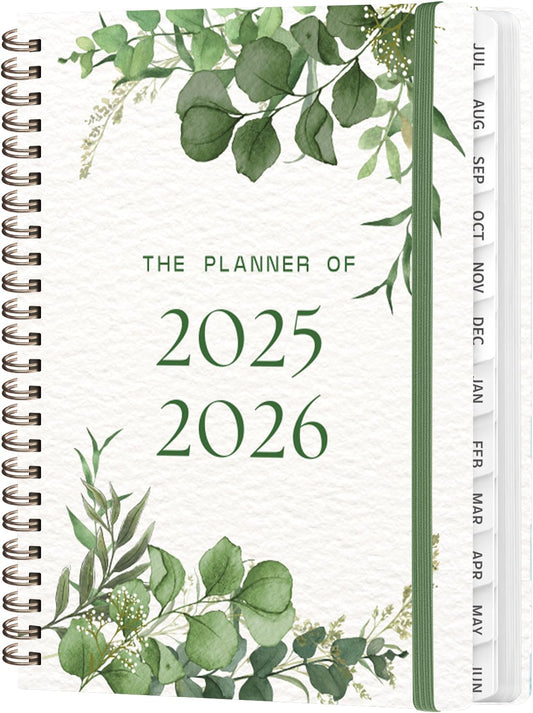 Planner 2025-2026 for Women & Men, Weekly and Monthly Calendar Notebook (July 2025 - June 2026), Hardcover Spiral Bound School Teacher Student Planner with Tabs, Inner Pocket, A5 (6.3" x 8.5")