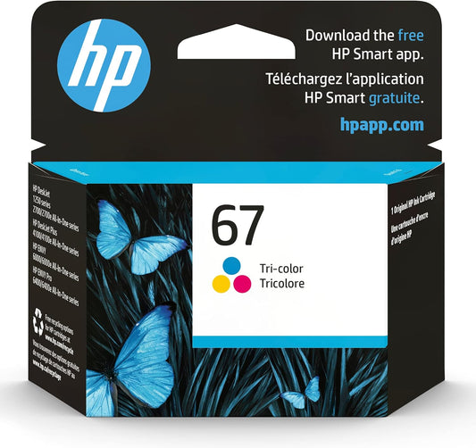 HP 67 Tri-Color Ink Cartridge for HP Printers | Works with DeskJet 1255, 2700, 4100 Series; ENVY 6000, 6400 Series | Eligible for Instant Ink | 3YM55AN