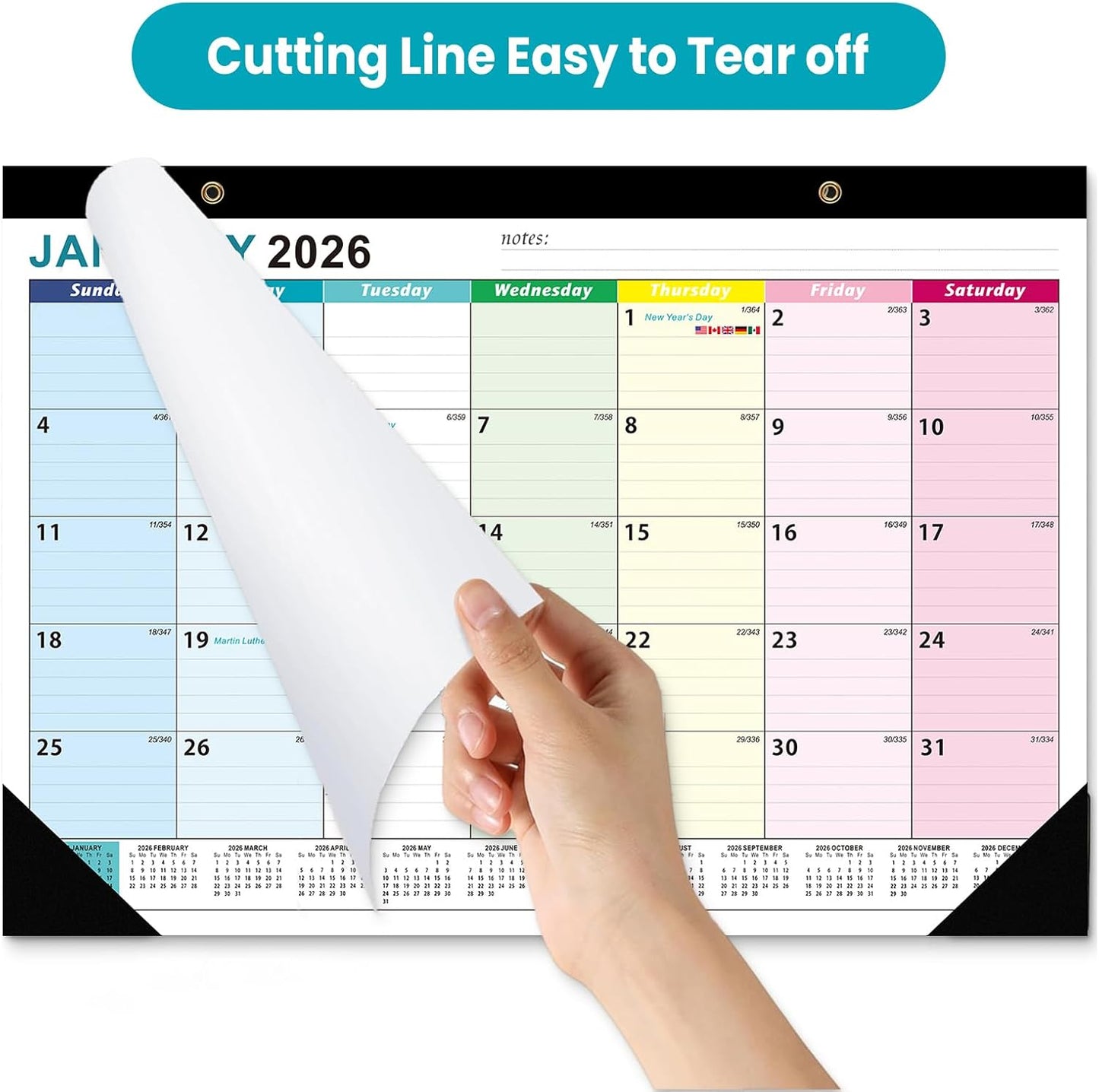 COMIX 18 Month Desk Calendar 2025-2026 (July 2025–Dec 2026) – 17" x 12" Wall Calendar with to-Do List & Notes,2026 Calendar Monthly Planner for Home, School, or Office Organization