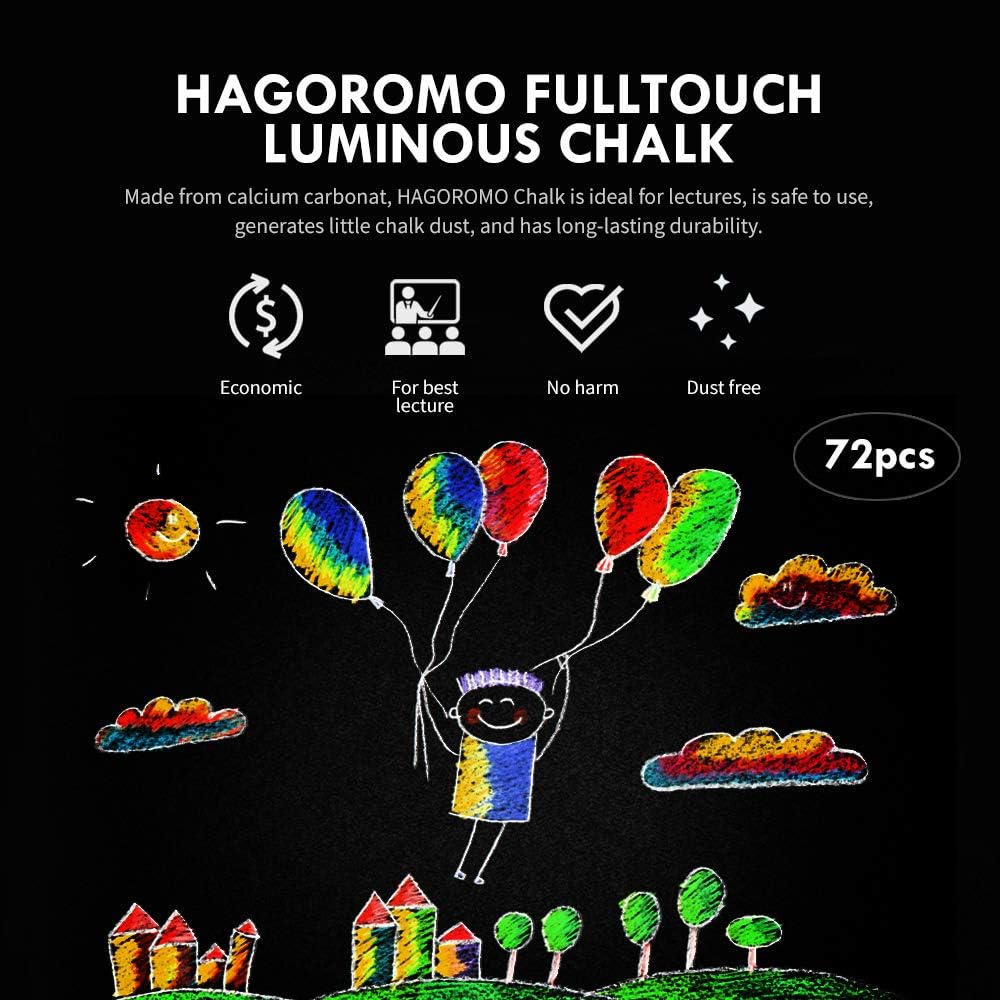 Hagoromo Fulltouch Luminous Chalk 1 Box, Non-Toxic, Dustless [72 Pcs/Pink]