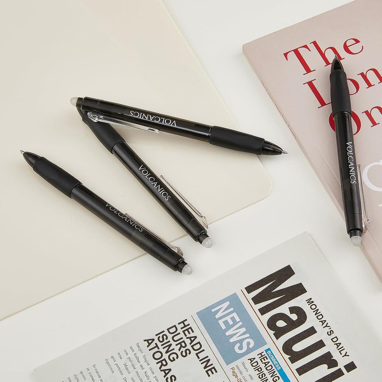 Volcanics Erasable Gel Pens Retractable Clicker Gel Erasable Pens with Eraser,0.7mm Fine Tip for Rocket Book, School, Home and Office