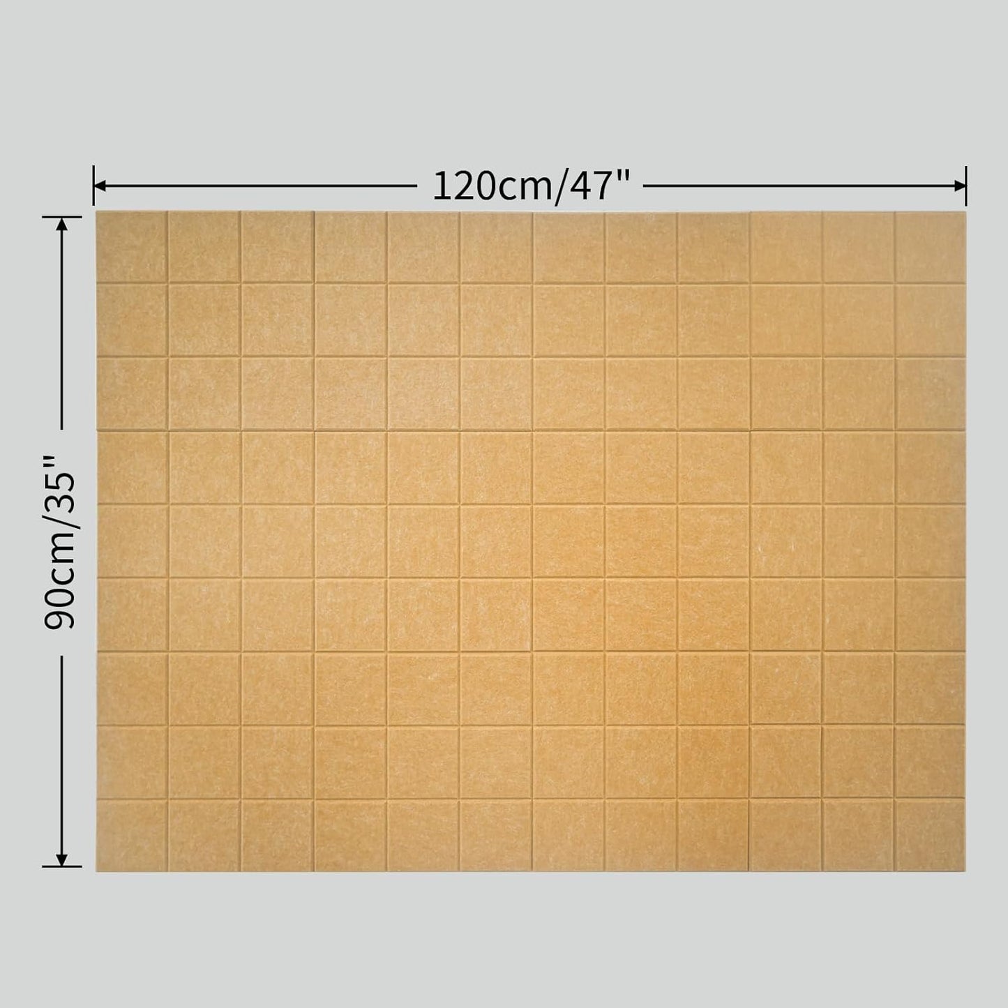 12 Pack Large Cork Board for Walls, 48" X 36" Felt Bulletin Board Tiles with 48 Safe Removable Adhesive Tabs & 60 Push Pin Board Decorative Cork Board Tack Board Wall Organizer for Office - Gold