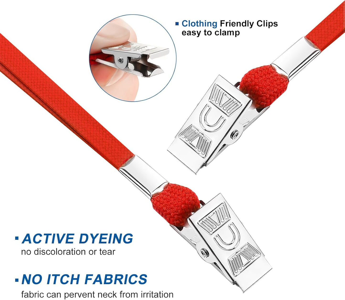100Pcs Lanyards for ID Badges and 100 Pcs Clear Plastic Horizontal Name Badge ID Card Holders, Flat Neck Lanyards with Clip Waterproof Resealable Name Tag Badge ID Card Holders (Red)