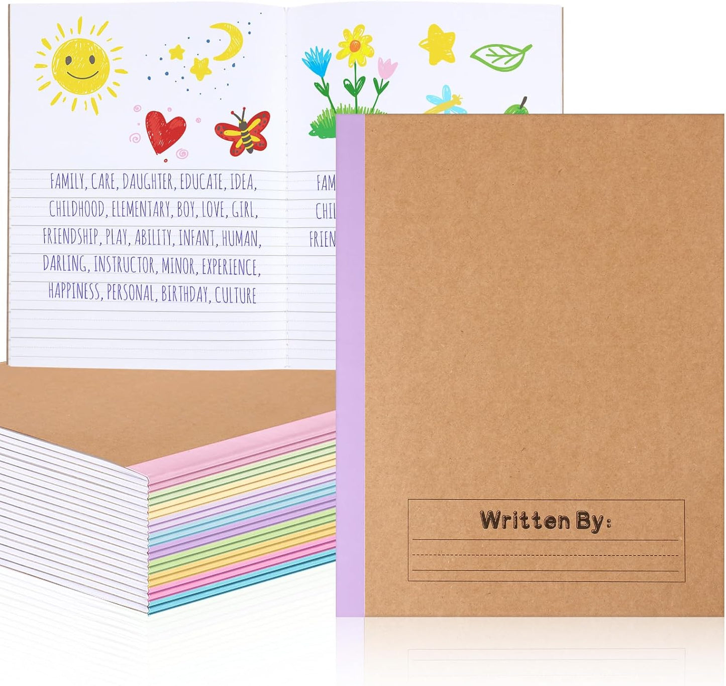 Henoyso 20 Pcs Primary Composition Notebook 9 3/4 x 7 1/2 Inch Kids Journal, Back to School Supplies, K-2 Primary Writing Notebook for Kids Student Draw and Write Story Journal (Colorful Macaron)