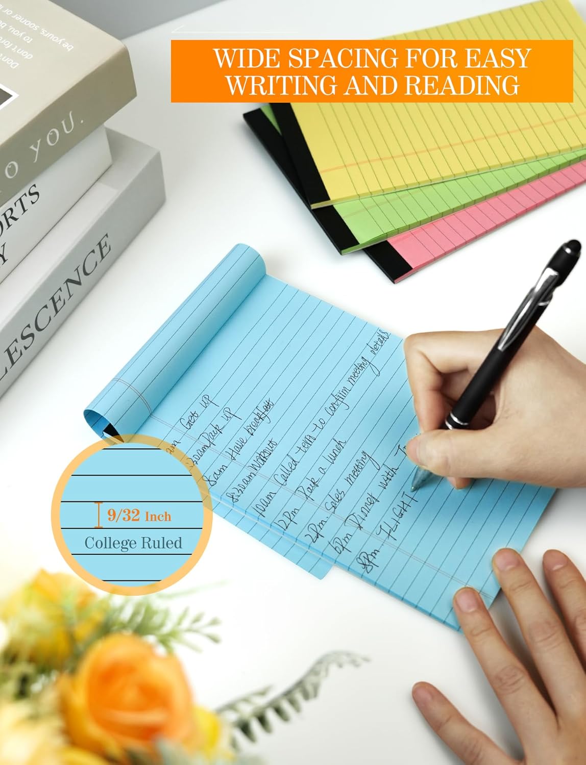 Legal Pads 5x8 Colored Note Pads 5x8, 12 Pack Small Legal Pads 5x8 College Ruled, Colored Notepads 5 x 8 Lined Paper Pads, Lined Notebook Paper 5 x 8 Pads, 30 Sheets/Pad