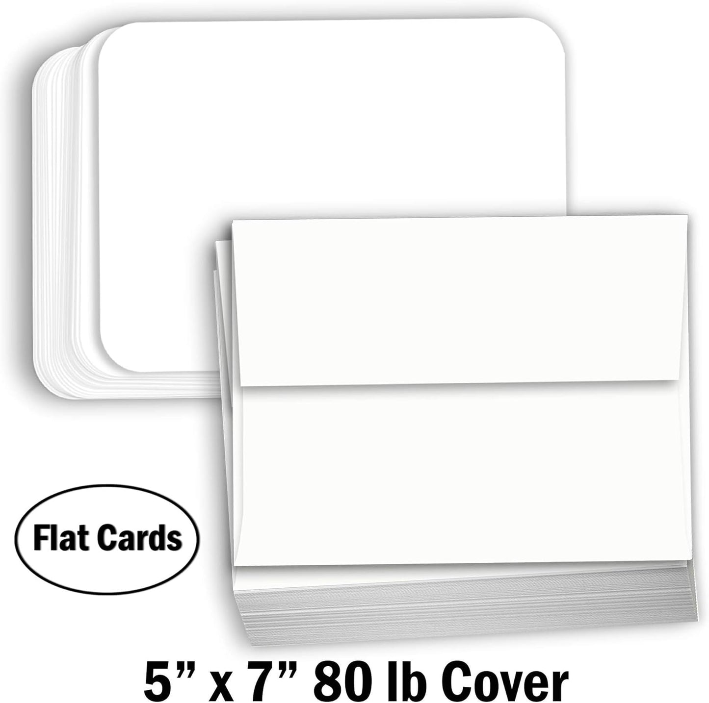 Hamilco White Cardstock Thick Paper - Blank Index Flash Note & Post Cards Rounded Corners with Envelopes Greeting Invitations Stationary 5 X 7" Heavy weight 80 lb Card Stock (100 Pack with Envelopes)