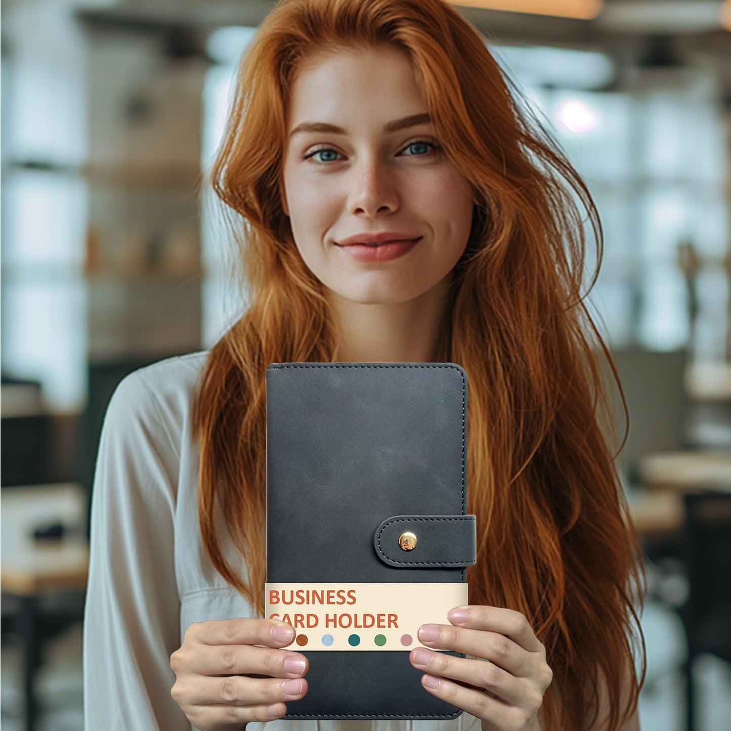 Leather Professional Business Card Holder Book Organizer, 240 Card Slots Capacity Booklet, Premium PU Name Cards Storage Folder with Soft Cover, Credit Card Binder Holder for Men/Women (Light black)