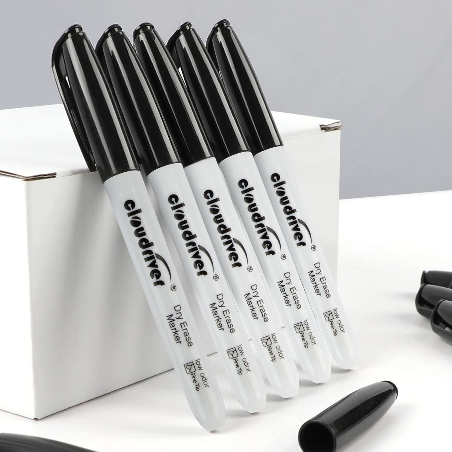 cloudriver Dry Erase Markers 128 Pack, Black Whiteboard Markers, Fine Tip, Low Odor, Bulk Dry Erase Marker For Office, home and School Supplies