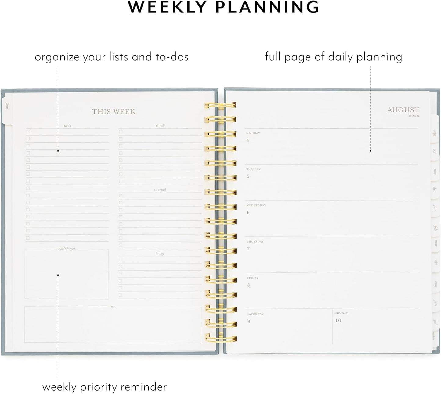 Sugar Paper 2025-2026 Signature Spiral Academic Planner, Weekly and Monthly, August 2025 to July 2026, School, College & Student Planner, 12 Month, 7.5" x 9.25", Dusty Blue