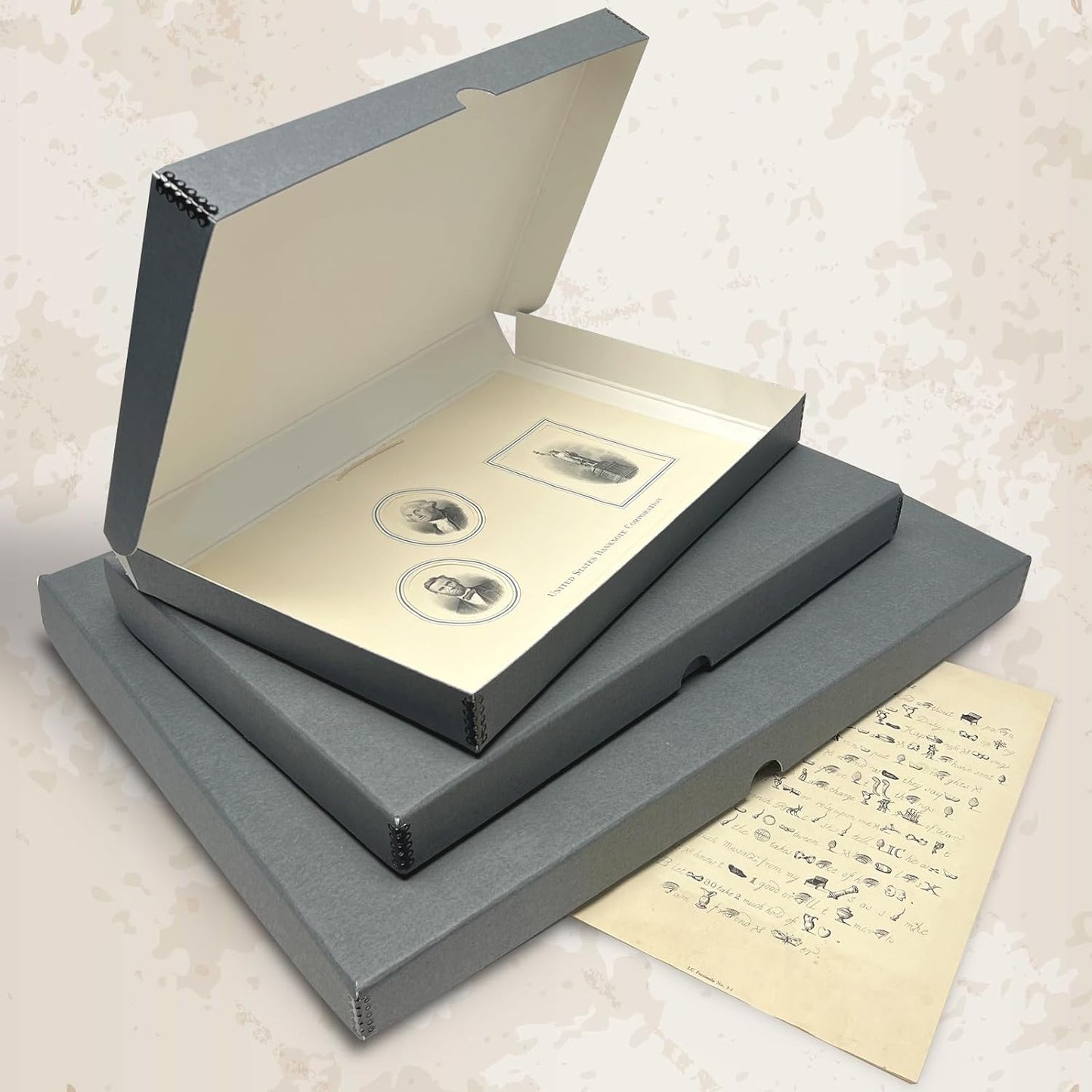 Golden State Art, Archival Folio Storage Box 13x19, Clamshell Design with Metal Edge, Preserve and Store Photos Documents Cards Prints Arts Crafts DIY, Gray, Pack of 2