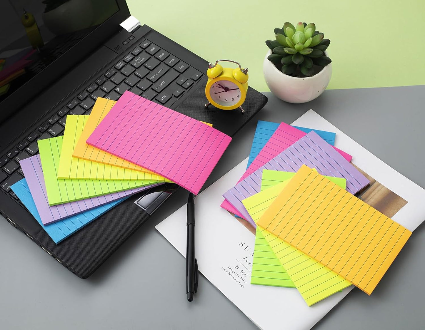 (36 Pack) Lined Sticky Notes 4x6 in Ruled Stickies Super Sticking Power Memo Pads Bright Colors