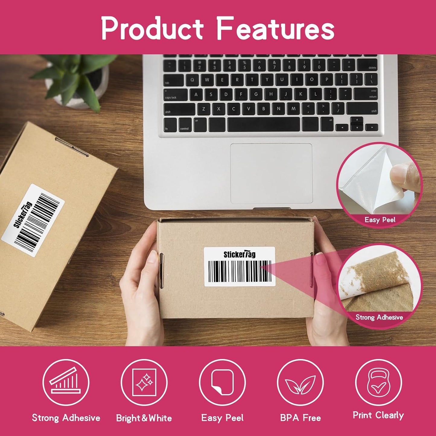 12 Rolls 2.25" x 4" Direct Thermal Labels, Shipping Labels Compatible with Zebra & Rollo Label Printers for Mailing Postage Address Barcode