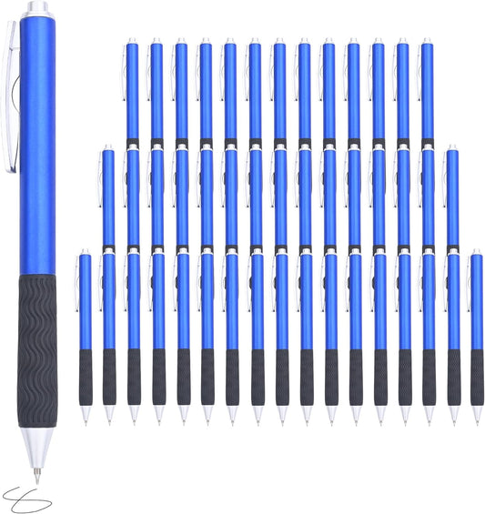Bulk Gel Pens,50pcs Black ink Gel Pens.Wholesale Retractable Ballpoint Pen,0.5mm Fine Tip for School,Office, Nurses Notes Office Supplies(Blue body)