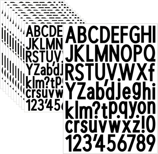 10 Sheets Letter and Number Stickers 1.5 inch Vinyl Self-Adhesive Alphabet Stickers, Mailbox Numbers Stickers, Cup Labels, Holiday Party Decoration (Black, 1.5 inch)