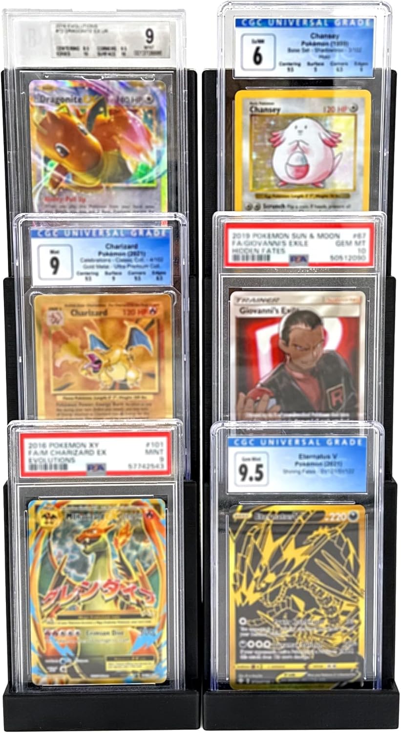 Graded Card Slab 3-Tier Stadium Displays (2 Pack), Compatible with PSA, Beckett, and CGC - Trading Card Holder - Card Stand - Sports Card Display