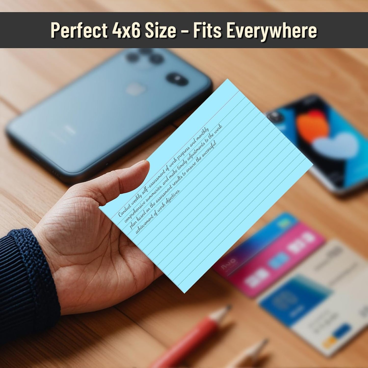 Index Cards 4 x 6 Inch 200 Pcs Ruled Color Index Cards, College Ruled Flash Cards for School, College, Office and Home Organization, Durable Study To Do List Note Cards with Ruled Lines, 5 Pack of 40