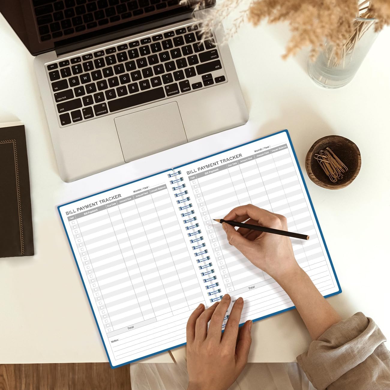 Bill Payment Tracker Notebook - Monthly Bill Organizer & Planner for Personal Budgeting Financial, Payments Checklist Organizer, 5.8" x 8.5", Blue