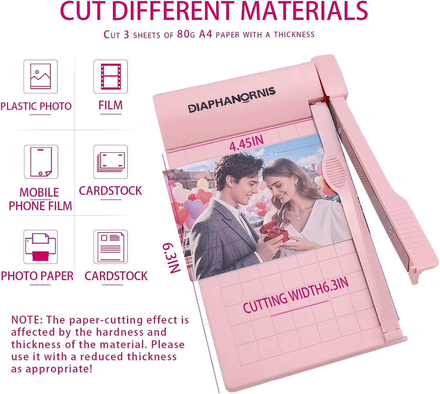 Mini Paper Trimmer, Guillotine Compact Paper Cutter, 1/4-Inch Grid for Precision Cutting, Straight Cuts Up to 3 Sheets, Perfect for Photos,Coupons,Card Making and Small Craft Projects (Pink)