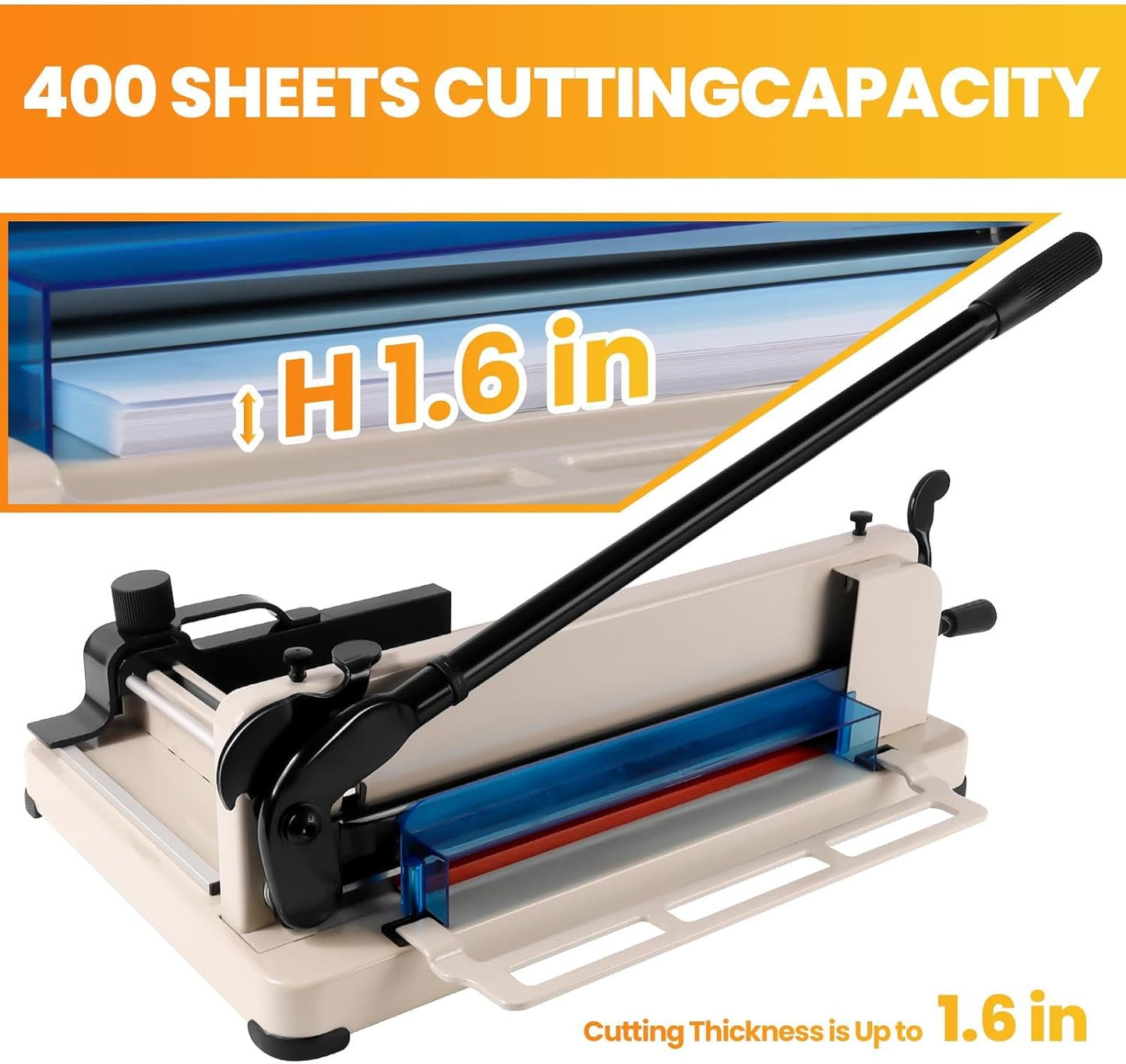 Heavy Duty Guillotine Paper Cutter, Professional Large Paper Trimmer with Safety Lock, Precision Cutting, Guillotine Style Paper Cutter for Office, School and Workshop (12 inch for A4)