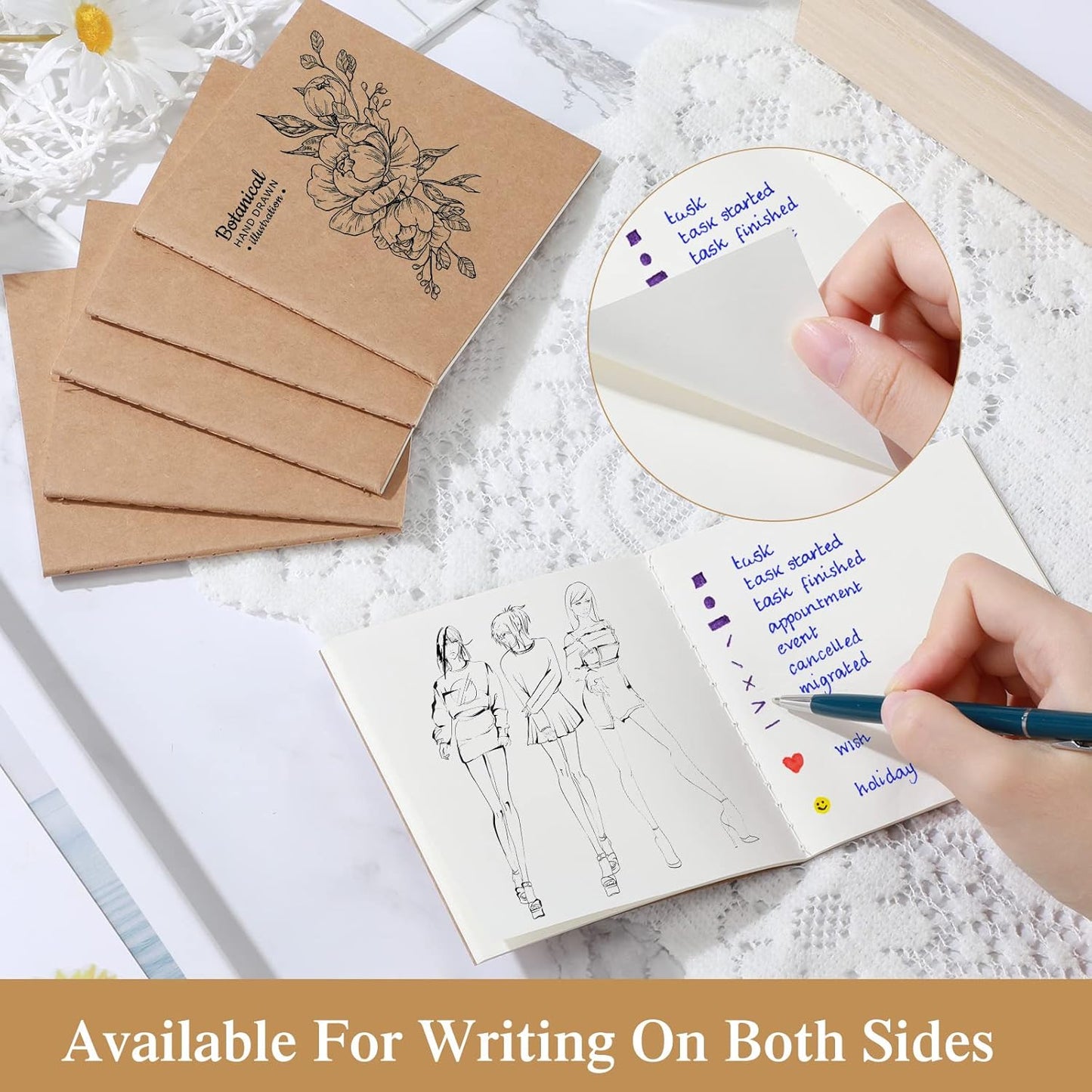 100 Pieces Mini Blank Notebook Bulk Set Small Kraft Paper Unlined Journals Pocket Journal for Kids Drawing Sketchbook Office Supplies 4 x 4 inch Small Sketchbooks with 24 Sheets (Blank Style)