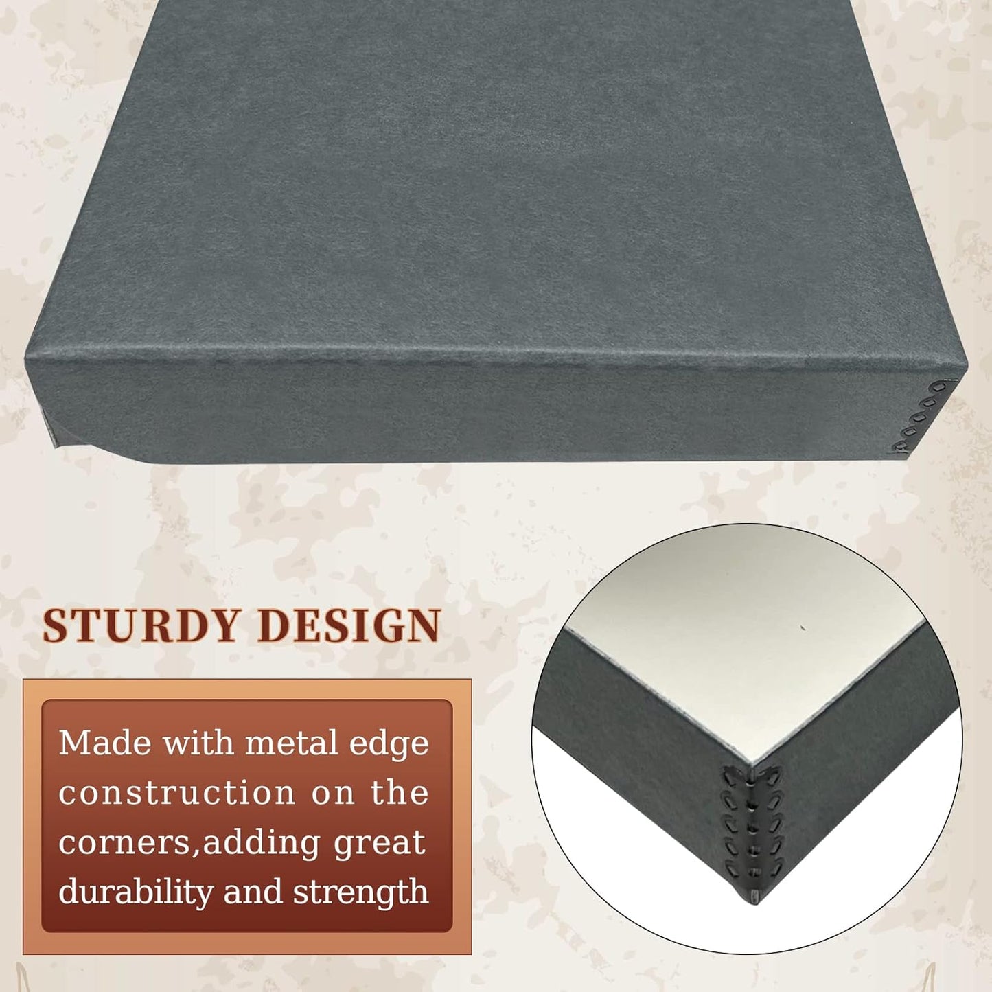 Golden State Art, Archival Folio Storage Box 11x14, Clamshell Design with Metal Edge, Preserve and Store Photos Documents Cards Prints Arts Crafts DIY, Gray, Pack of 2