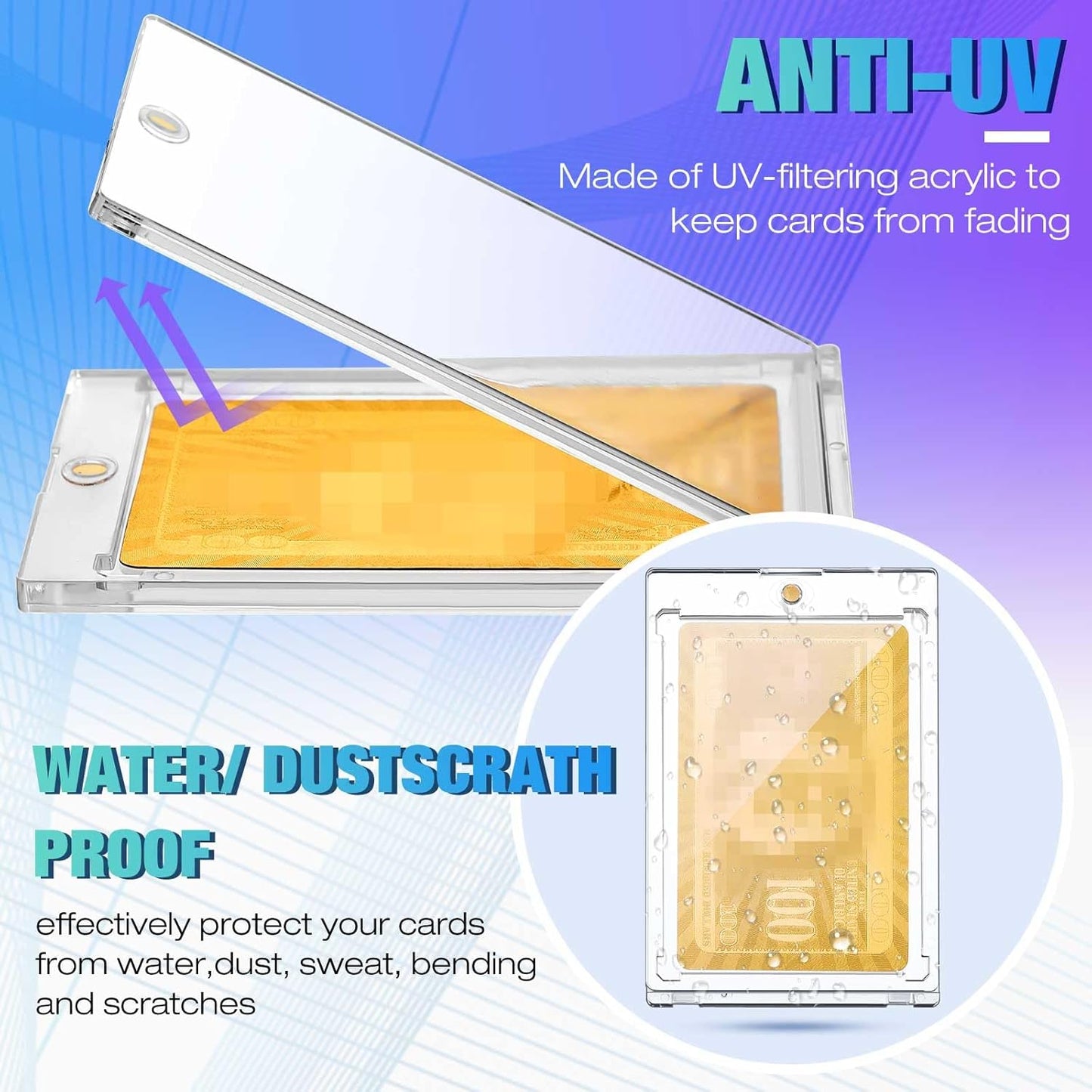 SATINIOR 100 Pcs 100 Pt Magnetic Card Holder, Holder Case Clear Protectors for Thick Baseball Football Hockey Cards