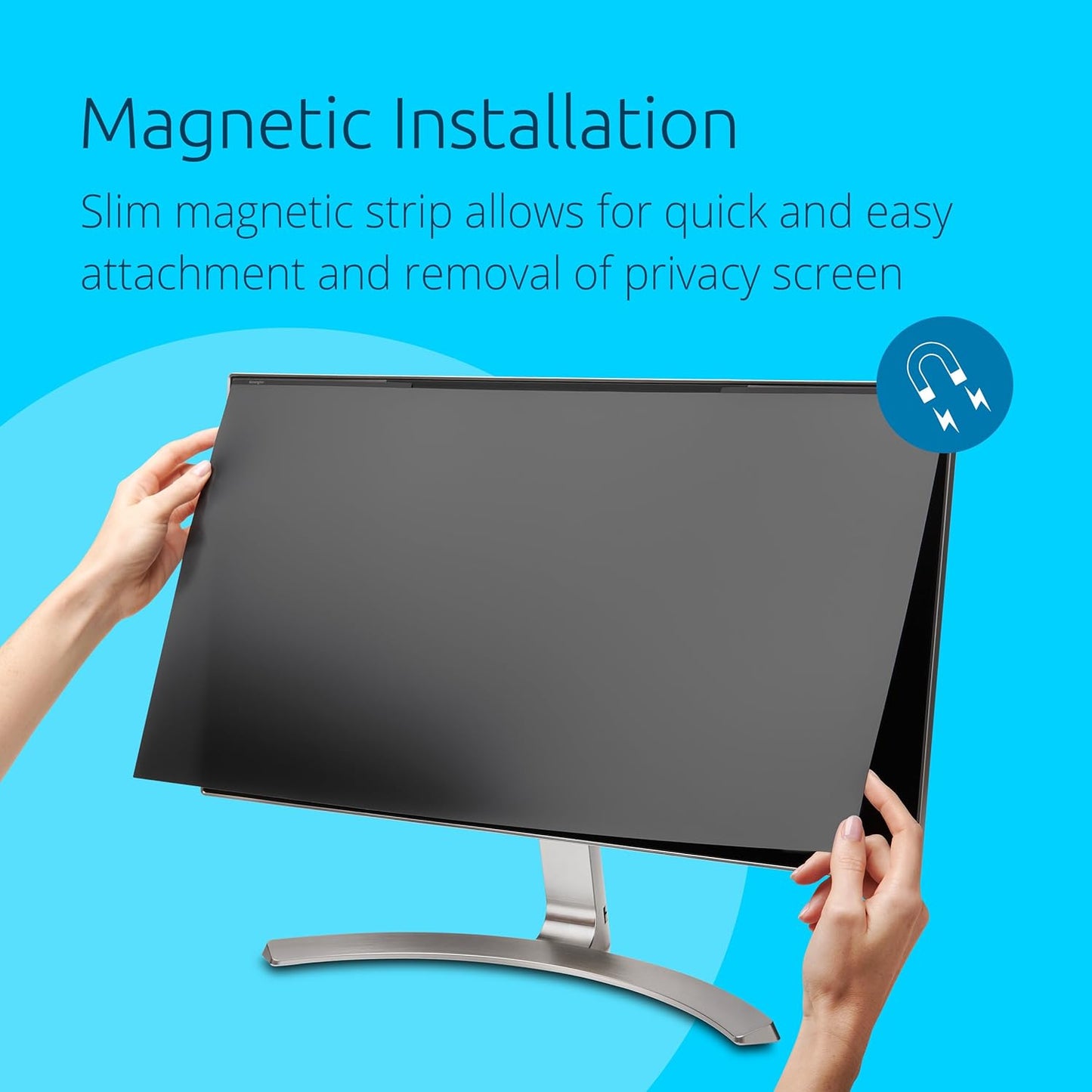 Kensington MagPro 23.8 Inch Magnetic Computer Privacy Screen for Desktop, Removable 16:9 Computer Privacy Filter, Anti-Glare Blue Ray Reduction, Compatible with Slim Bezel Monitors, K55421WW