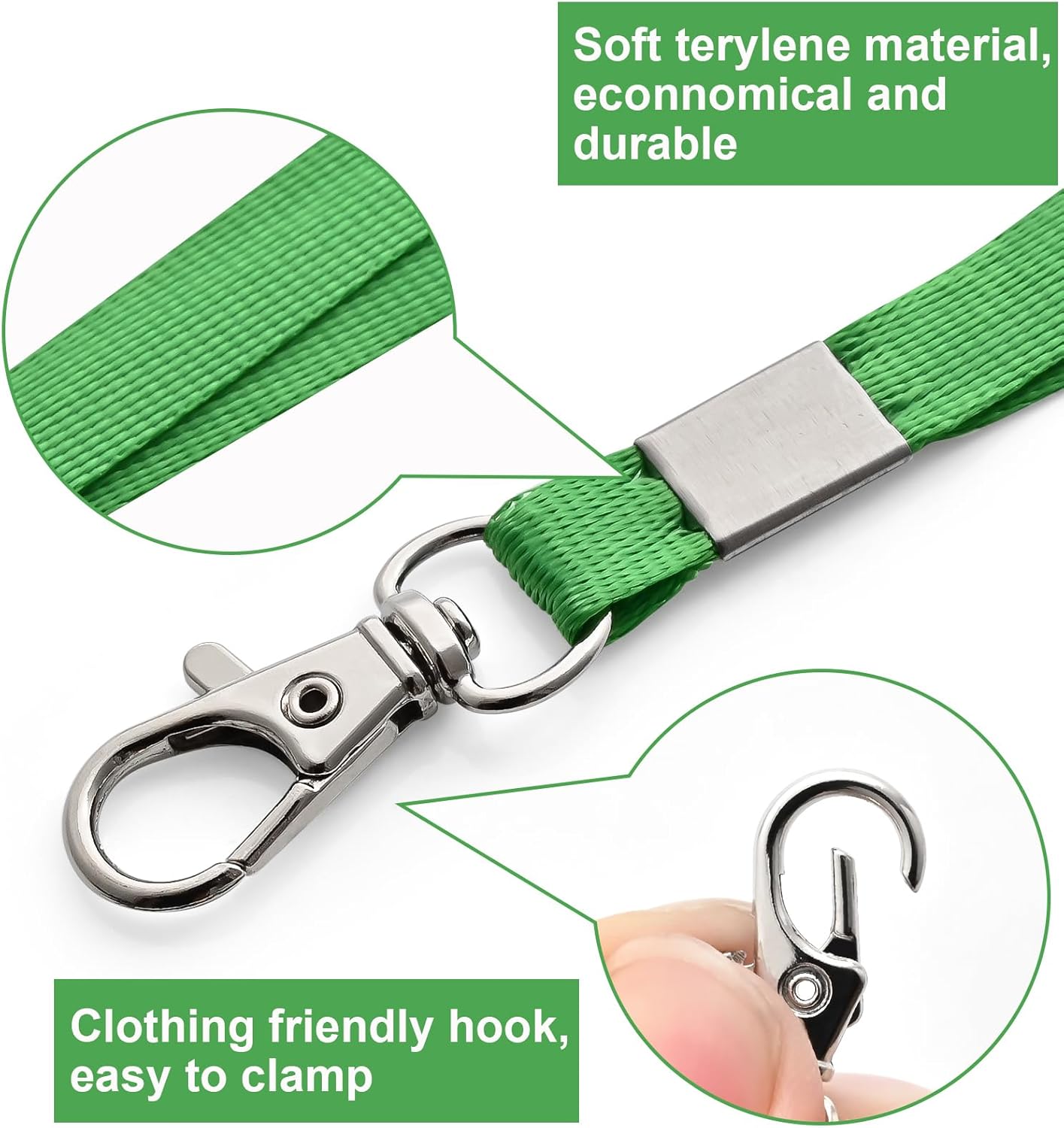 100 Pack Lanyards for ID Badges with Clear Name Tags, Reusable Lanyards Horizontal ID Card Badge Holders Plastic Name Badges for Men Women Kids Business School and Office Supplies (Green)