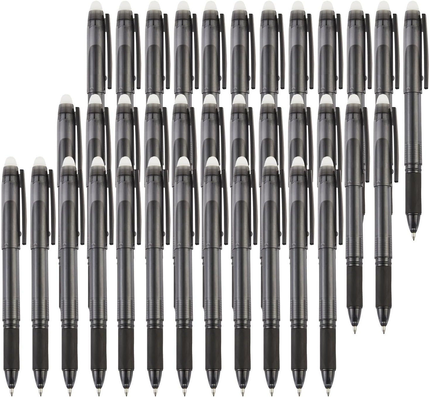 Volcanics Erasable Gel Pens, 0.7mm Fine Point Gel Erasable Ink with Eraser Cap- Rocket Book, Black, 36 Pack, Smooth Writing Pencil-Like Precision for Home School & Office