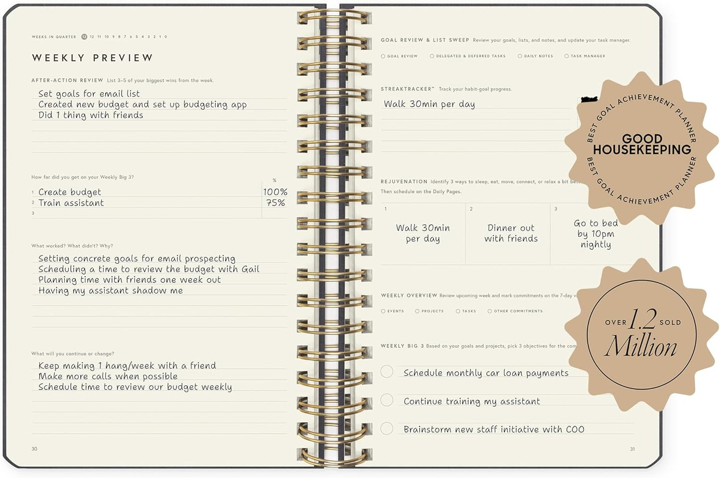 Full Focus Leather Coil Planner by Michael Hyatt - The #1 Daily Planner to Set Annual Goals, Increase Focus, Eliminate Overwhelm, and Achieve Your Biggest Goals - Hardcover (Oatmeal)