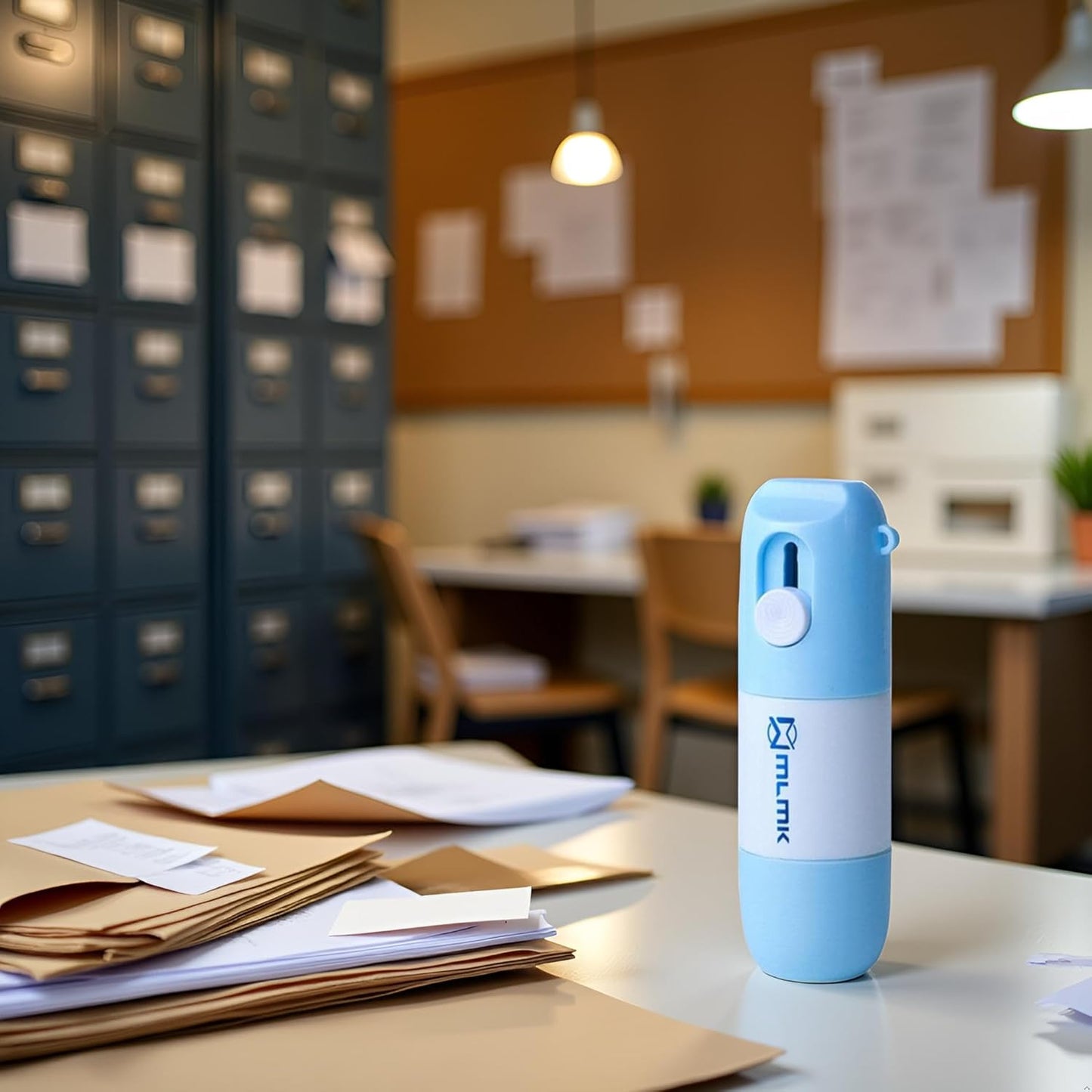 Blue Thermal Paper Correction Fluid with Unboxing Knife,Portable Information Anti-Leakage Protection Correction Fluid,2 in 1 Privacy Protection Artifact for Package Labels Bills