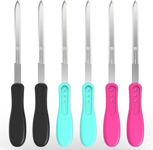 Uncommon Desks Office Letter Opener - Stainless Steel Knife-Edge Blade, Ergonomic Grip Handle (Mixed Colors, 6 Pieces)