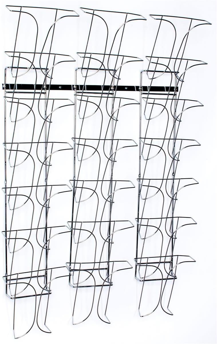 Displays2go Literature Storage Racks, 21-Pocket Brochure Holders for 8.5 x 11 Magazines, Wall Mounted – Chrome Finish