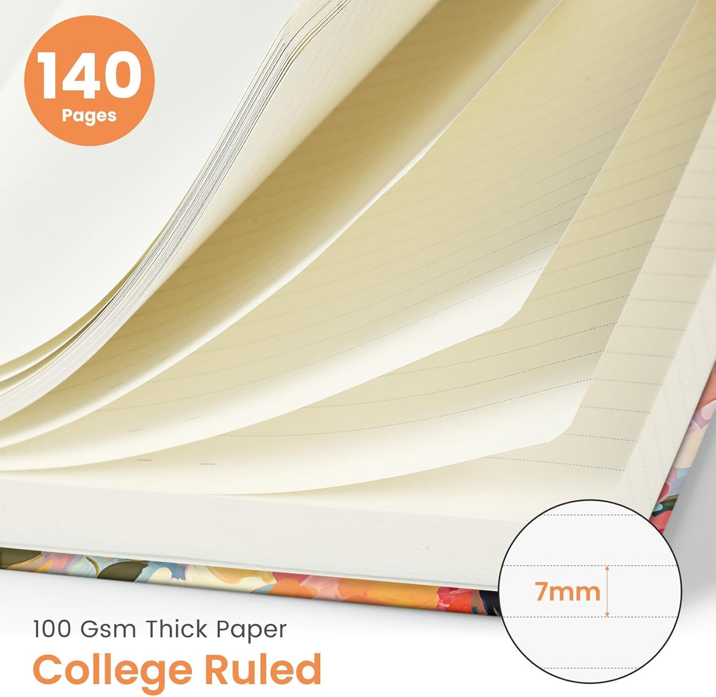 Lined Spiral Journal Notebook for Women, Cute A5 College Ruled Hardcover Notebook for Work & Note Taking, Aesthetic Pretty Journal for Writing, 140 Pages, Pastel Garden