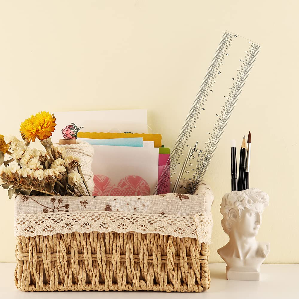 2 Pieces 6"/12" Clear Acrylic Ruler Zero-Centering Ruler with Inches & Metric Measuring Tool 12" and 6" Inch Straight Edge Rulers for Paper Cutting Craft Supplies School Supplies for Students,Office