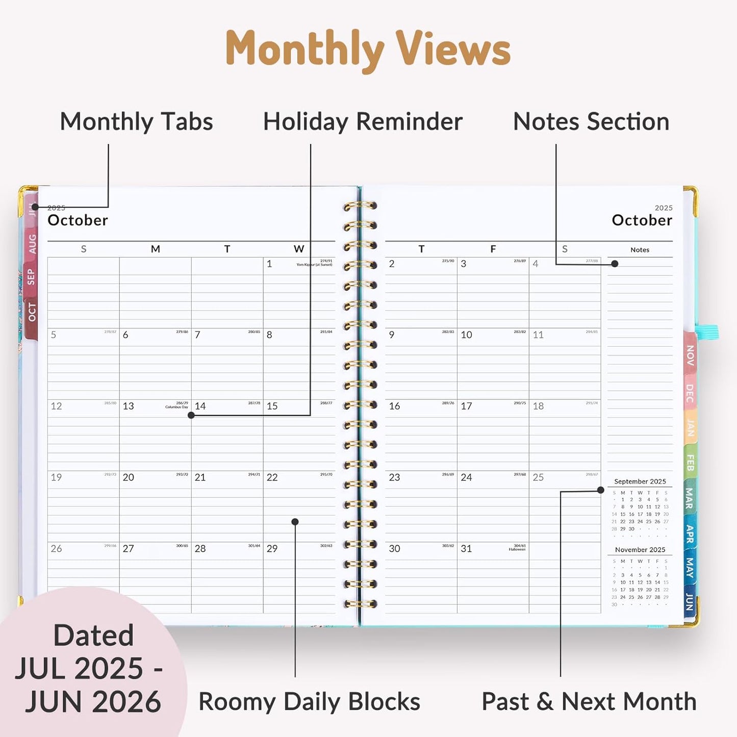 Forvencer Planner 2025-2026 for Women, Academic Year Monthly and Weekly Calendar Planner, July 2025 - Jun 2026, Hardcover Student Teacher Planner Agenda Book with Tabs, 8.5" x 11", Pink