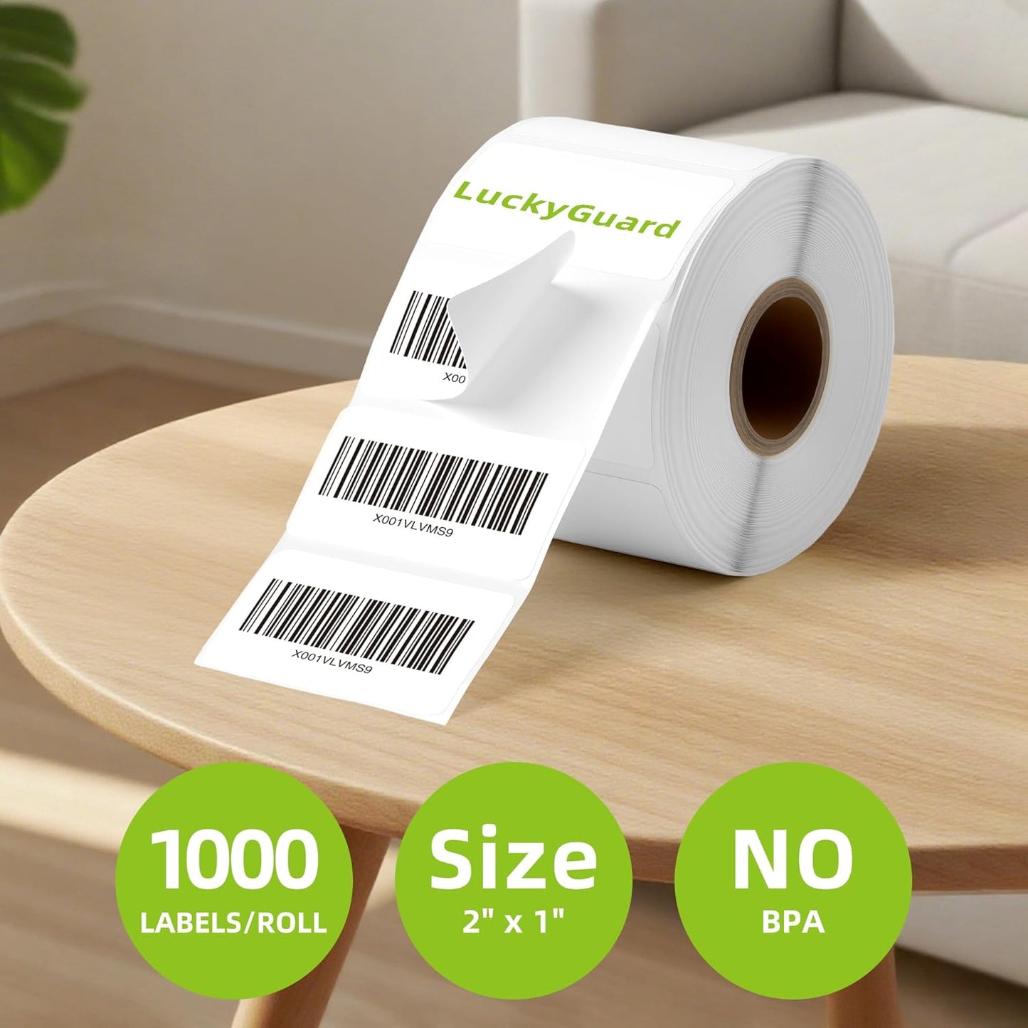 2"x 1" Direct Thermal Labels-Perforated Barcodes, Shipping Label Paper, Compatible with Zebra & Rollo Printers（1 Roll，1000 Labels/Roll）