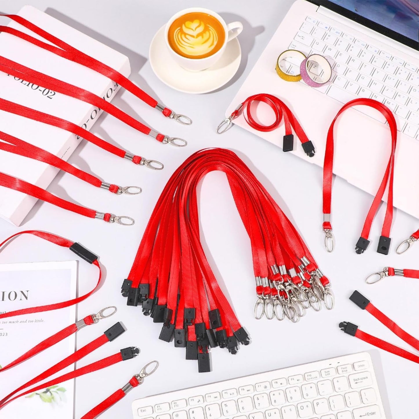 Harloon 150 Pcs Lanyards Breakaway Bulk Neck Flat Lanyard with Detachable Buckle and Clip Swivel Hooks for Badge Holder