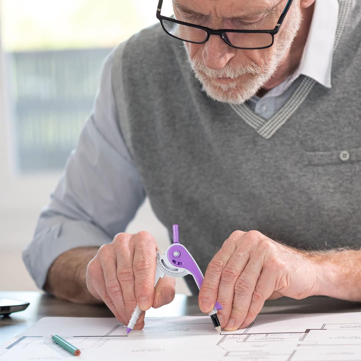 Seajan 36 Sets Compass and Protractor Set Geometry Compass with Pencil 6 Inch Drawing Tool Protractor for Geometry Bulk for Office Drafting Drawing