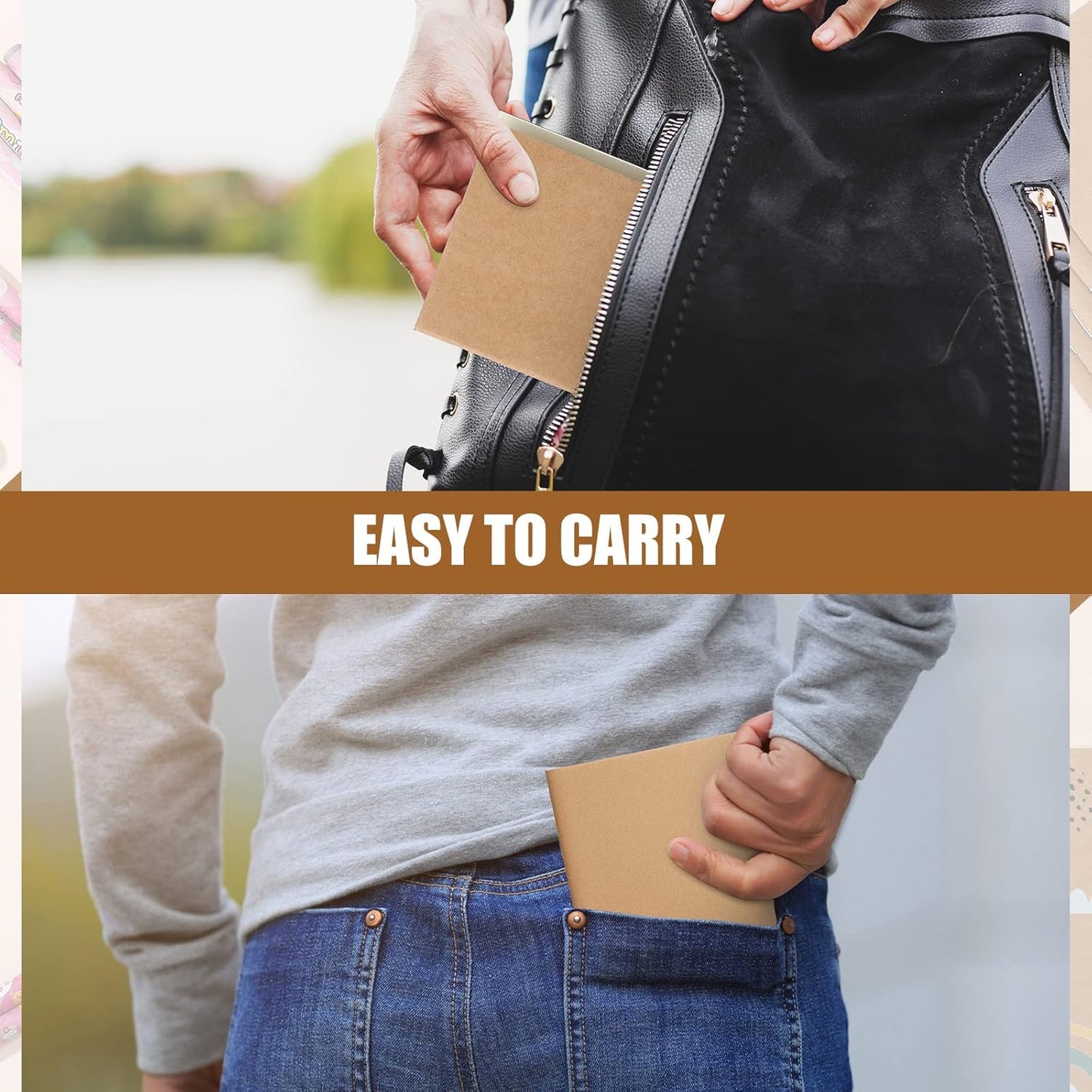 Thenshop 50 Pack Mini Pocket Kraft Notebooks Bulk 4 x 4 Inch Journal Notepads with Dot Memo Sketchbooks Writing Notepad for Party Favors Supplies(Brown,Blank Page)