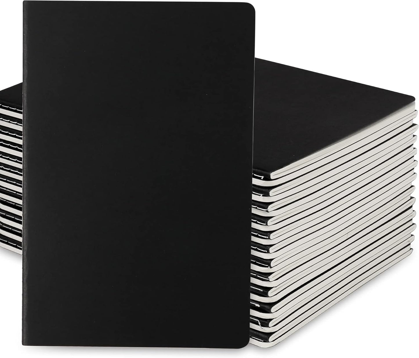 24 Pack Blank Notebook & Journal Bulk, Black Cover, Unlined Plain Thick Paper, A5 Size, 5.5x8.3 inch, 60 Page, Small Sketchbook Subject Note Pad Set for Women Men Kids Traveler Student Office