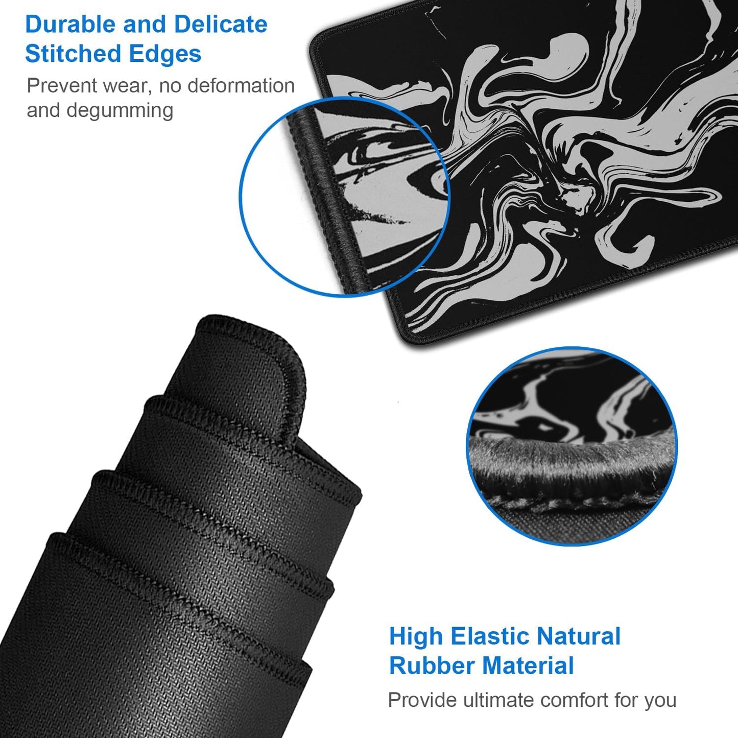 Gaming Mouse Pad, 31.5x15.7 inch Large Extended Computer Keyboard Mouse Mat, Water Resist Non-Slip Mousepad Rubber Base Long XXL Desk Mouse Pad for Gaming, Office & Home, Marble White