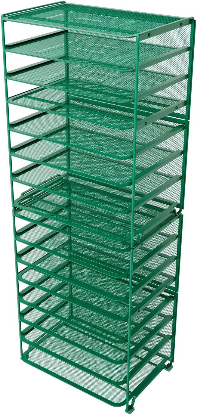 Simple Trending 2 Pack 8 Tier Letter Tray Paper - Mesh Desk File Organizer for Office School Desktop, Green