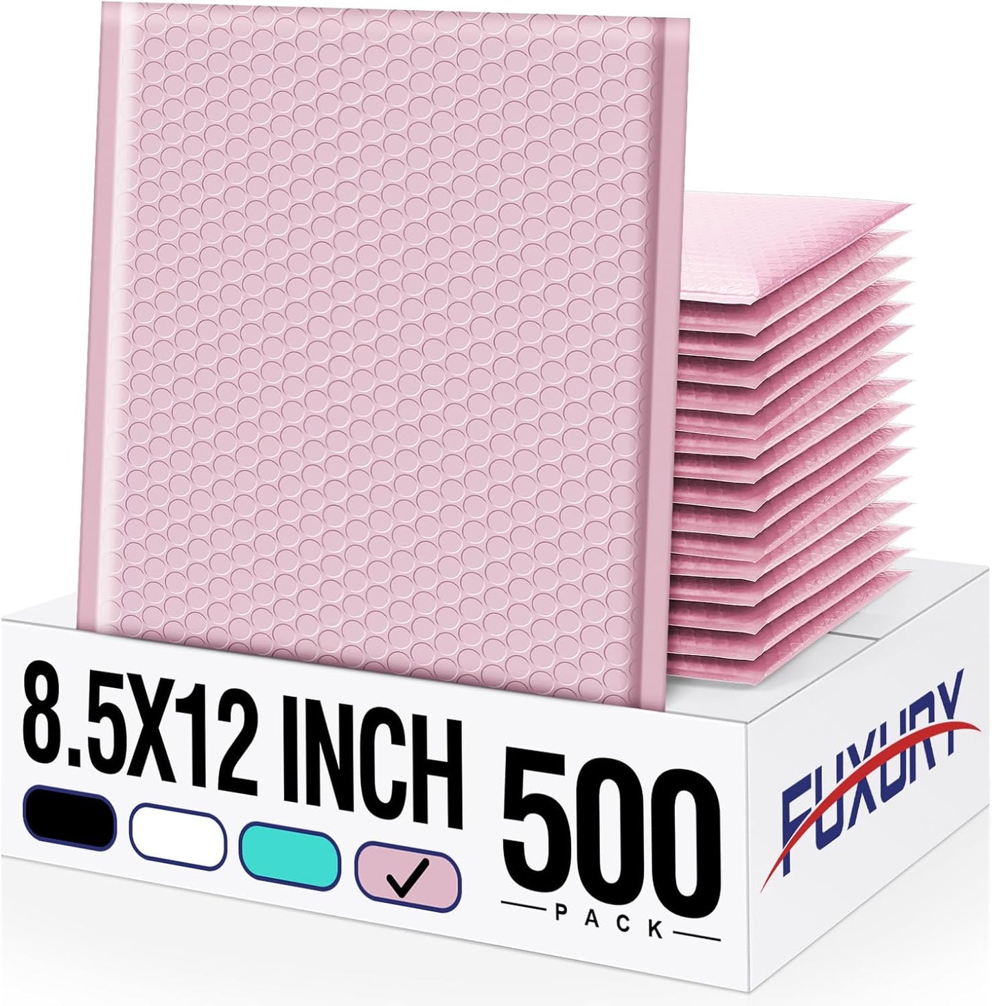 Fuxury 500 Pack Light Pink Bubble Mailers 8.5x12" Medium Opaque Bubble Envelopes Strong Adhesion Bubble Mailer Thick Padded Envelopes Mailers for Small Business Mailing Books Clothes Makeup Supplies