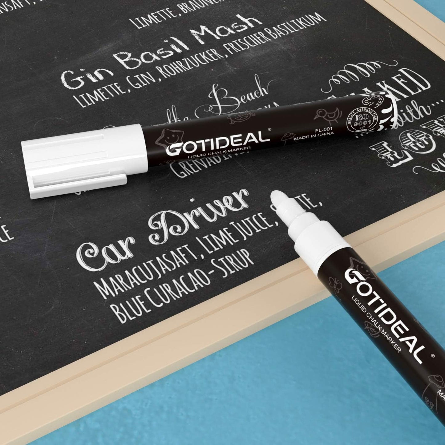 GOTIDEAL White Liquid Chalk Markers, 12 Pack Chalkboard Markers, Chalk Pens for Car Windows, Signs, Blackboard, Glass Painting, Erasable 6mm Reversible Chisel & Bullet Tip-…