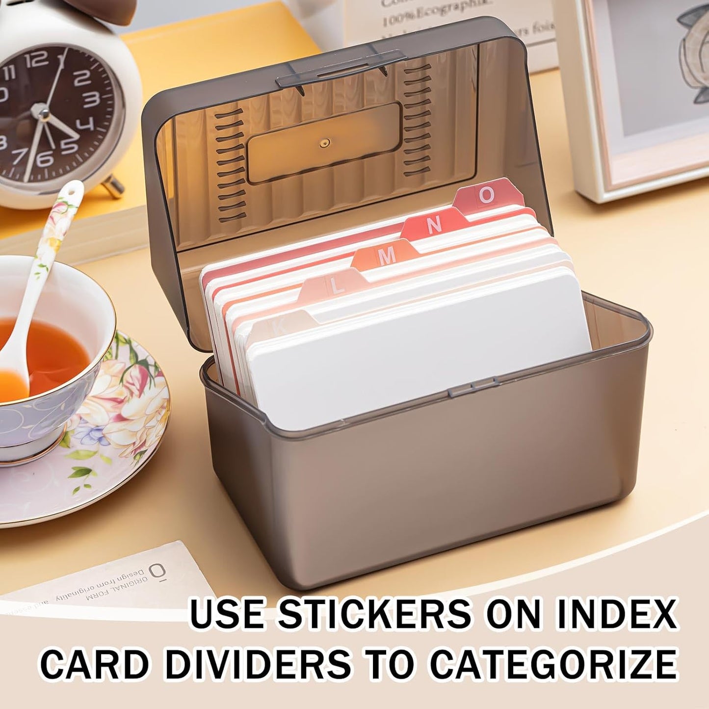 Harloon 52 Pcs Dry Erase Index Card Guide Set Include 50 Index Card Dividers 2 Number Alphabet Sticker with Tabs Photo Dividers for Office Business Back to School Supplies(3 x 5 Inch,Boho Rose)